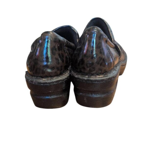 BOC Shoes Career Peggy Leopard Clogs Print Patent Leather Slip on Brown/Black - Picture 4 of 7